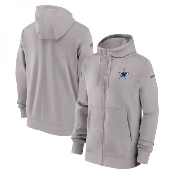 Men's Dallas Cowboys Grey Sideline Club Performance Full-Zip Hoodie Men's Dallas Cowboys Grey Sideline Club Performance Full-Zip Hoodie