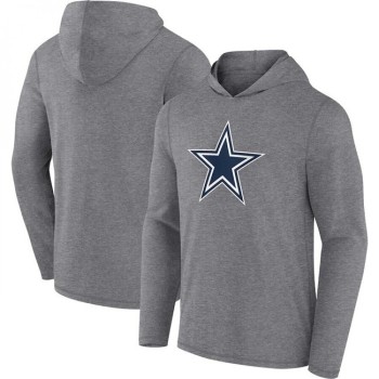 Men's Dallas Cowboys Heather Gray Primary Logo Long Sleeve Hoodie T-Shirt Men's Dallas Cowboys Heather Gray Primary Logo Long Sleeve Hoodie T-Shirt