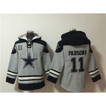 Men's Dallas Cowboys #11 Micah Parsons Grey Ageless Must-Have Lace-Up Pullover Hoodie Men's Dallas Cowboys #11 Micah Parsons Grey Ageless Must-Have Lace-Up Pullover Hoodie