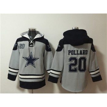 Men's Dallas Cowboys #20 Tony Pollard Grey Ageless Must-Have Lace-Up Pullover Hoodie Men's Dallas Cowboys #20 Tony Pollard Grey Ageless Must-Have Lace-Up Pullover Hoodie