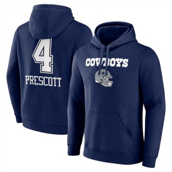 Men's Dallas Cowboys #4 Dak Prescott Navy Team Wordmark Player Name & Number Pullover Hoodie Men's Dallas Cowboys #4 Dak Prescott Navy Team Wordmark Player Name & Number Pullover Hoodie