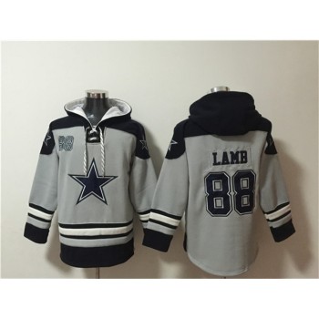 Men's Dallas Cowboys #88 CeeDee Lamb Grey Ageless Must-Have Lace-Up Pullover Hoodie Men's Dallas Cowboys #88 CeeDee Lamb Grey Ageless Must-Have Lace-Up Pullover Hoodie