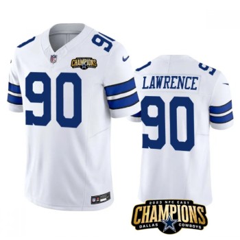 Men's Dallas Cowboys #90 DeMarcus Lawrence White 2023 F.U.S.E. NFC East Champions Patch Stitched Football Jersey