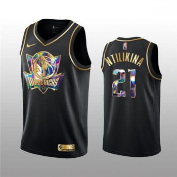 Men's Dallas Mavericks #21 Frank Ntilikina 2021/22 Black Golden Edition 75th Anniversary Diamond Logo Stitched Basketball Jersey Men's Dallas Mavericks #21 Frank Ntilikina 2021/22 Black Golden Edition 75th Anniversary Diamond Logo Stitched Basketball Jersey