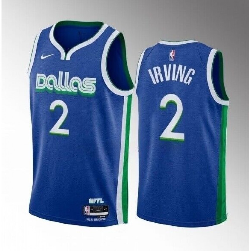 Men's Dallas Mavericks #2 Kyrie Irving Blue 2023/23 City Edition Stitched Basketball Jersey