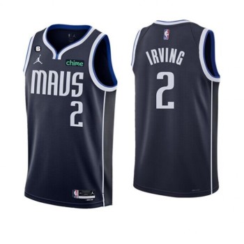 Men's Dallas Mavericks #2 Kyrie Irving Navy Statement Edition With No.6 Patch Stitched Basketball Jersey Men's Dallas Mavericks #2 Kyrie Irving Navy Statement Edition With No.6 Patch Stitched Basketball Jersey