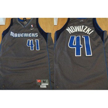 Men's Dallas Mavericks #41 Dirk Nowitzki Grey Association Edition Swingman Stitched Jersey