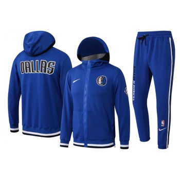 Men's Dallas Mavericks 75th Anniversary Royal Performance Showtime Full-Zip Hoodie Jacket And Pants  Suit