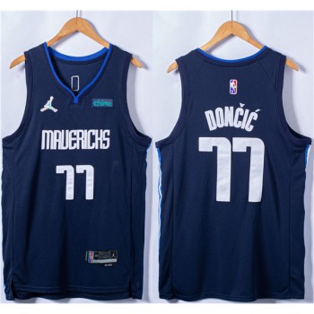Men's Dallas Mavericks #77 Luka Doncic 75th Anniversary Navy Stitched Basketball Jersey Men's Dallas Mavericks #77 Luka Doncic 75th Anniversary Navy Stitched Basketball Jersey