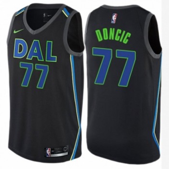 Men's Dallas Mavericks #77 Luka Doncic Black City Edition Stitched Jersey Men's Dallas Mavericks #77 Luka Doncic Black City Edition Stitched Jersey