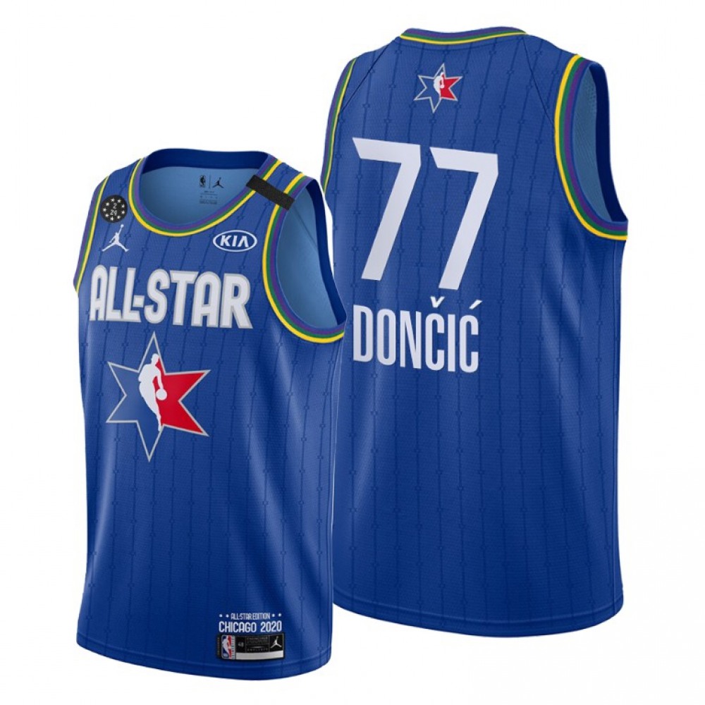 Men's Dallas Mavericks #77 Luka Doncic Blue 2020 All-Star Stitched NBA Jersey