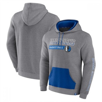 Men's Dallas Mavericks Heathered Gray Off The Bench Color Block Pullover Hoodie Men's Dallas Mavericks Heathered Gray Off The Bench Color Block Pullover Hoodie