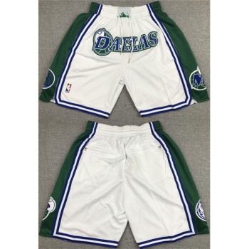 Men's Dallas Mavericks White/Green Shorts (Run Small)