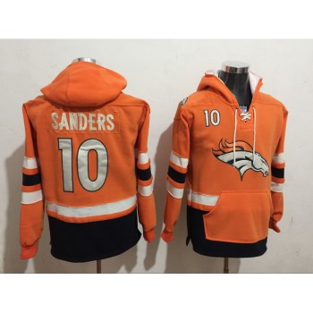 Men's Denver Broncos #10 Emmanuel Sanders Orange All Stitched NFL Hoodie Sweatshirt Men's Denver Broncos #10 Emmanuel Sanders Orange All Stitched NFL Hoodie Sweatshirt