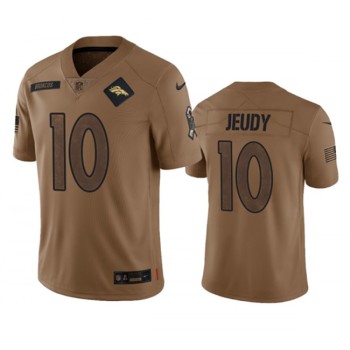 Men's Denver Broncos #10 Jerry Jeudy 2023 Brown Salute To Service Limited Stitched Football Jersey Men's Denver Broncos #10 Jerry Jeudy 2023 Brown Salute To Service Limited Stitched Football Jersey