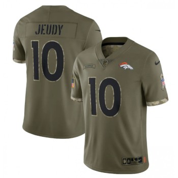 Men's Denver Broncos #10 Jerry Jeudy Olive 2022 Salute To Service Limited Stitched Jersey Men's Denver Broncos #10 Jerry Jeudy Olive 2022 Salute To Service Limited Stitched Jersey