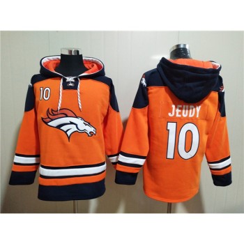 Men's Denver Broncos #10 Jerry Jeudy Orange Ageless Must-Have Lace-Up Pullover Hoodie Men's Denver Broncos #10 Jerry Jeudy Orange Ageless Must-Have Lace-Up Pullover Hoodie