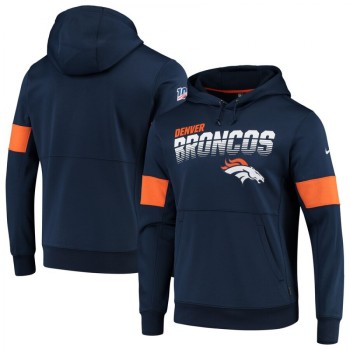 Men's Denver Broncos 2019 Navy 100th Season Sideline Team Logo Performance Pullover Hoodie Men's Denver Broncos 2019 Navy 100th Season Sideline Team Logo Performance Pullover Hoodie