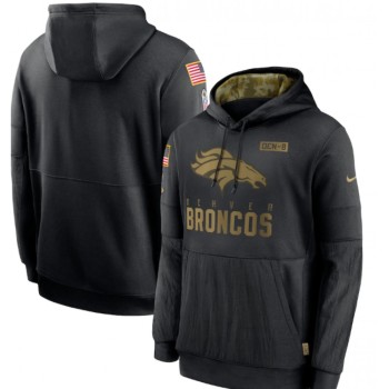 Men's Denver Broncos 2020 Black Salute to Service Sideline Performance Pullover Hoodie Men's Denver Broncos 2020 Black Salute to Service Sideline Performance Pullover Hoodie