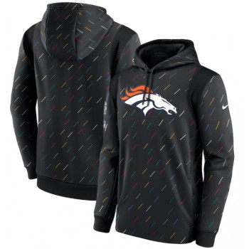 Men's Denver Broncos 2021 Charcoal Crucial Catch Therma Pullover Hoodie Men's Denver Broncos 2021 Charcoal Crucial Catch Therma Pullover Hoodie