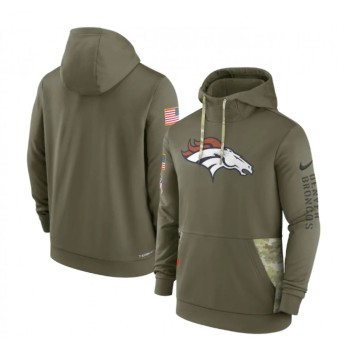 Men's Denver Broncos 2022 Olive Salute to Service Therma Performance Pullover Hoodie Men's Denver Broncos 2022 Olive Salute to Service Therma Performance Pullover Hoodie