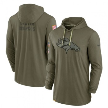 Men's Denver Broncos 2022 Olive Salute to Service Tonal Pullover Hoodie Men's Denver Broncos 2022 Olive Salute to Service Tonal Pullover Hoodie