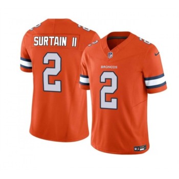 Men's Denver Broncos #2 Pat Surtain II Orange 2023 F.U.S.E. Vapor Untouchable Stitched Jersey Men's Denver Broncos #2 Pat Surtain II Orange 2023 F.U.S.E. Vapor Untouchable Stitched Jersey