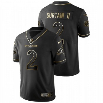 Men's Denver Broncos #2 Patrick Surtain II Black Golden Edition Stitched Jersey Men's Denver Broncos #2 Patrick Surtain II Black Golden Edition Stitched Jersey