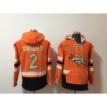 Men's Denver Broncos #2 Patrick Surtain II Orange Ageless Must-Have Lace-Up Pullover Hoodie Men's Denver Broncos #2 Patrick Surtain II Orange Ageless Must-Have Lace-Up Pullover Hoodie