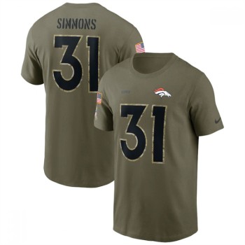 Men's Denver Broncos #31 Justin Simmons 2022 Olive Salute to Service T-Shirt Men's Denver Broncos #31 Justin Simmons 2022 Olive Salute to Service T-Shirt