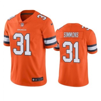 Men's Denver Broncos #31 Justin Simmons Orange Color Rush Limited Stitched Jersey Men's Denver Broncos #31 Justin Simmons Orange Color Rush Limited Stitched Jersey