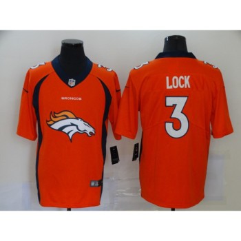 Men's Denver Broncos #3 Drew Lock Orange 2020 Team Big Logo Limited Stitched Jersey