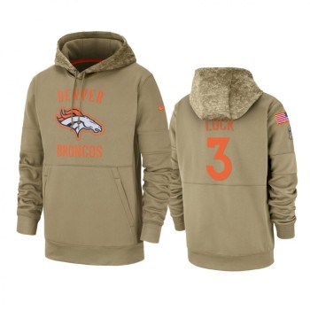 Men's Denver Broncos #3 Drew Lock Tan 2019 Salute to Service Sideline Therma Pullover Hoodie Men's Denver Broncos #3 Drew Lock Tan 2019 Salute to Service Sideline Therma Pullover Hoodie