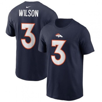 Men's Denver Broncos #3 Russell Wilson 2022 Navy Name & Number T-Shirt Men's Denver Broncos #3 Russell Wilson 2022 Navy Name & Number T-Shirt
