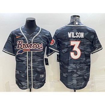 Men's Denver Broncos #3 Russell Wilson Grey Camo With Patch Cool Base Stitched Baseball Jersey Men's Denver Broncos #3 Russell Wilson Grey Camo With Patch Cool Base Stitched Baseball Jersey
