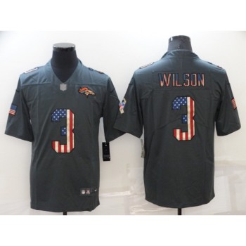 Men's Denver Broncos #3 Russell Wilson Grey Salute To Service USA Flag Fashion Limited Stitched Jersey Men's Denver Broncos #3 Russell Wilson Grey Salute To Service USA Flag Fashion Limited Stitched Jersey