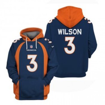 Men's Denver Broncos #3 Russell Wilson Navy Pullover Hoodie Men's Denver Broncos #3 Russell Wilson Navy Pullover Hoodie