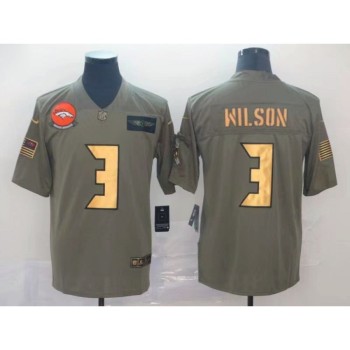 Men's Denver Broncos #3 Russell Wilson Olive/Gold Salute To Service Limited Stitched Jersey Men's Denver Broncos #3 Russell Wilson Olive/Gold Salute To Service Limited Stitched Jersey