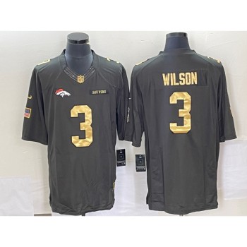 Men's Denver Broncos #3 Russell Wilson Olive Gold Stitched Jersey Men's Denver Broncos #3 Russell Wilson Olive Gold Stitched Jersey