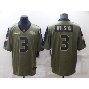 Men's Denver Broncos #3 Russell Wilson Olive Salute To Service Limited Stitched Jersey Men's Denver Broncos #3 Russell Wilson Olive Salute To Service Limited Stitched Jersey