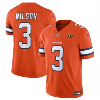 Men's Denver Broncos #3 Russell Wilson Orange 2023 F.U.S.E. With John Madden Patch Vapor Limited Stitched Football Jersey Men's Denver Broncos #3 Russell Wilson Orange 2023 F.U.S.E. With John Madden Patch Vapor Limited Stitched Football Jersey
