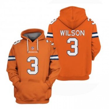 Men's Denver Broncos #3 Russell Wilson Orange Pullover Hoodie Men's Denver Broncos #3 Russell Wilson Orange Pullover Hoodie