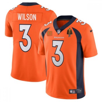 Men's Denver Broncos #3 Russell Wilson Orange With C Patch & Walter Payton Patch Vapor Untouchable Limited Stitched Jersey Men's Denver Broncos #3 Russell Wilson Orange With C Patch & Walter Payton Patch Vapor Untouchable Limited Stitched Jersey