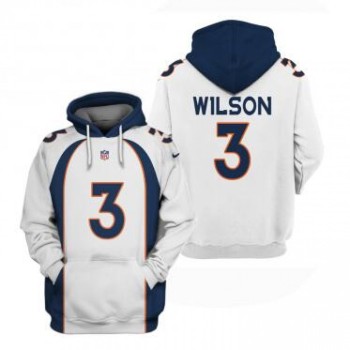 Men's Denver Broncos #3 Russell Wilson White Pullover Hoodie Men's Denver Broncos #3 Russell Wilson White Pullover Hoodie