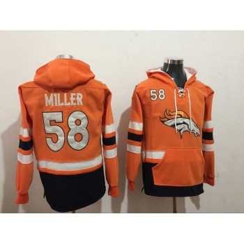 Men's Denver Broncos #58 Von Miller Orange All Stitched NFL Hoodie Sweatshirt Men's Denver Broncos #58 Von Miller Orange All Stitched NFL Hoodie Sweatshirt