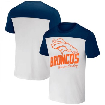 Men's Denver Broncos Cream/Navy x Darius Rucker Collection Colorblocked T-Shirt Men's Denver Broncos Cream/Navy x Darius Rucker Collection Colorblocked T-Shirt