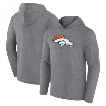 Men's Denver Broncos Heather Gray Primary Logo Long Sleeve Hoodie T-Shirt Men's Denver Broncos Heather Gray Primary Logo Long Sleeve Hoodie T-Shirt