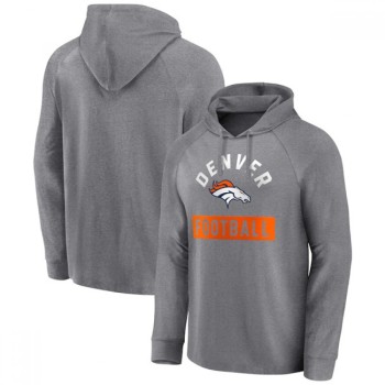 Men's Denver Broncos Heathered Gray No Time Off Raglan Pullover Hoodie Men's Denver Broncos Heathered Gray No Time Off Raglan Pullover Hoodie