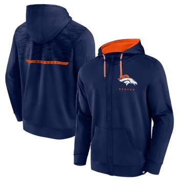 Men's Denver Broncos Navy Defender Evo Full-Zip Hoodie Men's Denver Broncos Navy Defender Evo Full-Zip Hoodie