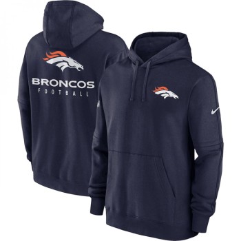 Men's Denver Broncos Navy Sideline Club Fleece Pullover Hoodie Men's Denver Broncos Navy Sideline Club Fleece Pullover Hoodie